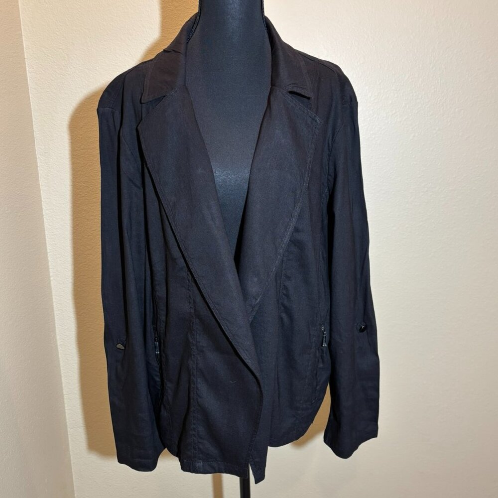 Chico's Black Linen Open Jacket Size 16